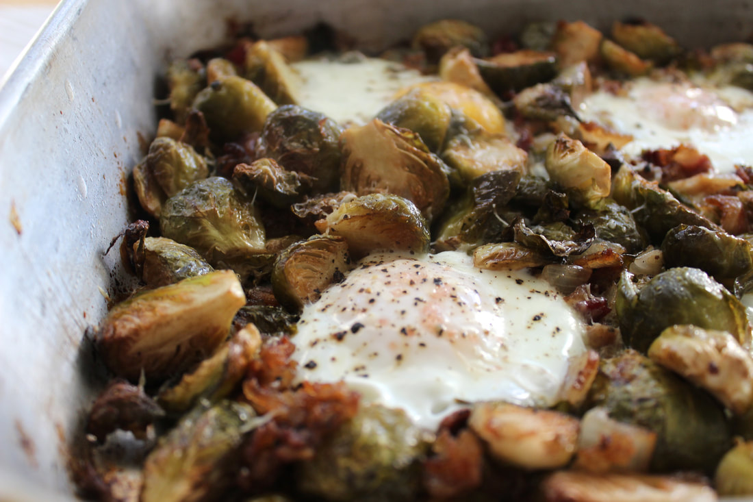 Balsamic Roasted Brussels Sprouts with Eggs