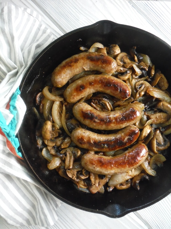Easy Weeknight Brats with Sauteed Onions and Mushrooms - HomeEc@Home