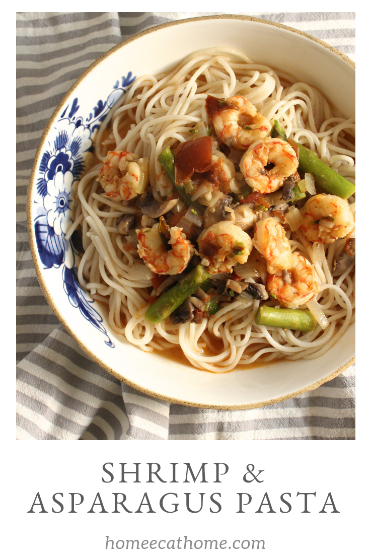 Shrimp, Mushroom and Asparagus Pasta - HomeEc@Home